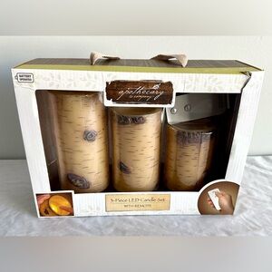 Apothecary & Company 3-Piece LED Candles Birch Look w/ Remote Battery Operated